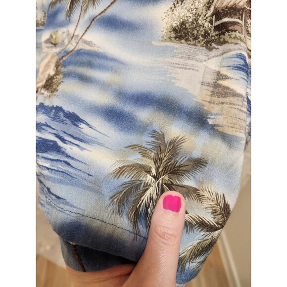 CROFT & BARROW MENS XL BLUE PALM TREE SHIRT VTG VACATION TROPICAL BEACH PARADISE - Picture 7 of 15
